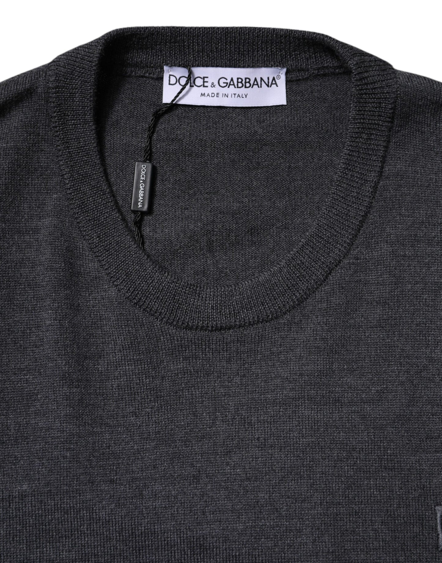 Dolce & Gabbana Gray Wool Logo Knitted Men Pullover Sweater