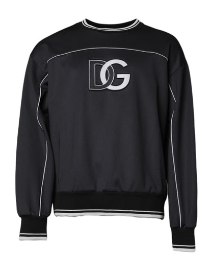 Dolce & Gabbana Black Logo Polyester Crew Neck Men Pullover Sweater