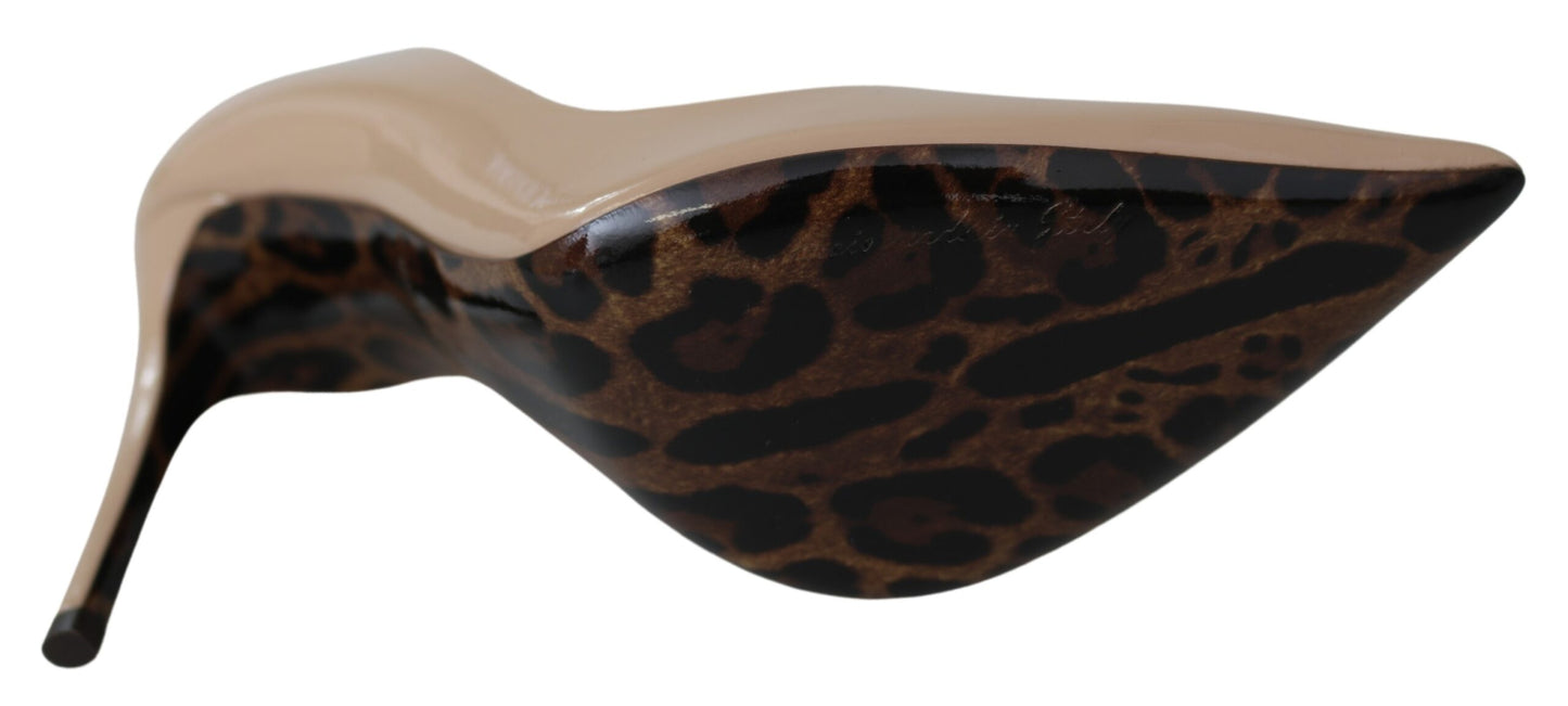 Dolce & Gabbana Beige Patent Leather Stiletto Heel Pumps
