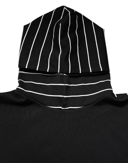 Dolce & Gabbana Black White Stripe Hooded Sweatshirt Sweater