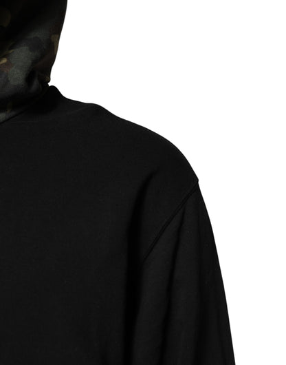 Dolce & Gabbana Black Camouflage Hooded Sweatshirt Sweater