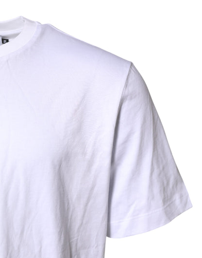 Dolce & Gabbana White Logo Embroidery Crew Neck T-shirt