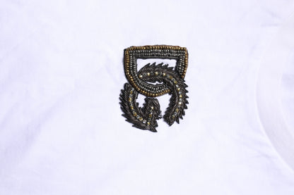 Dolce & Gabbana White Logo Embroidery Crew Neck T-shirt