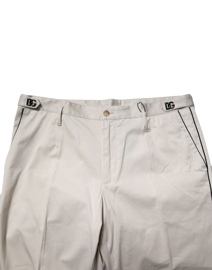 Dolce & Gabbana White Cotton Dress Slim Formal Pants