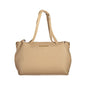 Mario Valentino Beige Polyurethane Women's Bag with Adjustable Shoulder Strap