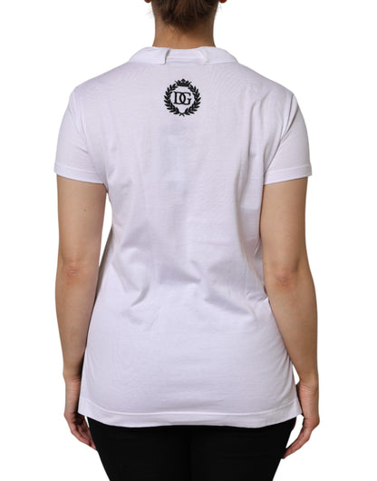 Dolce & Gabbana White Cotton Short Sleeve V-Neck Top T-shirt
