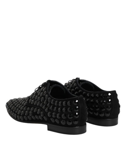 Black Suede Strass Derby Formal Shoes