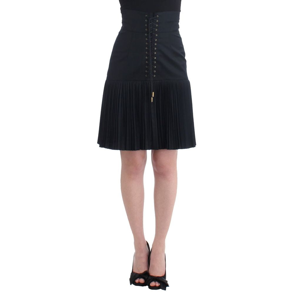 Roberto Cavalli Black Wool Mini Skirt