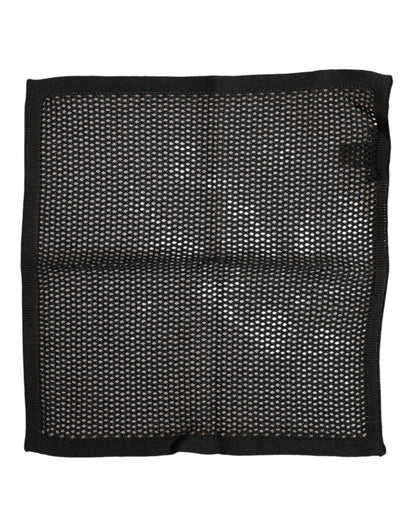 Dolce & Gabbana Black Patterned Cotton Square Foulard Scarf