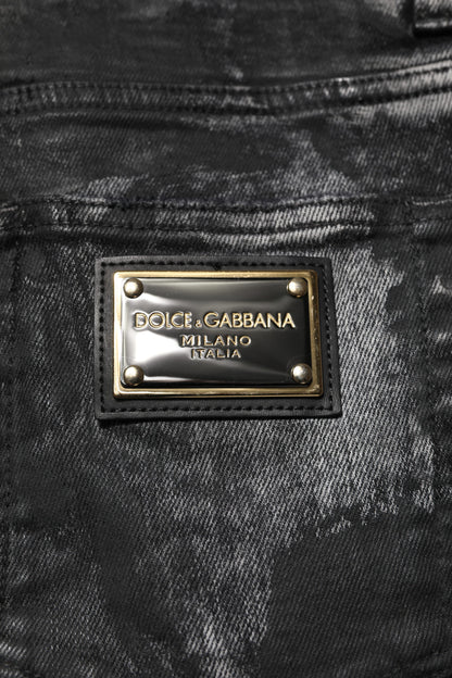 Black Washed Embellished Skinny Denim Jeans