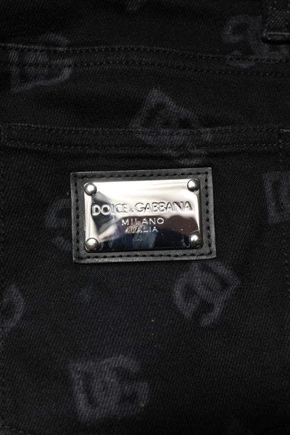 Dolce & Gabbana Black Cotton DG Logo Skinny Men Denim Jeans