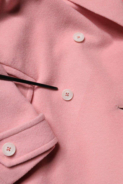 PINK MEMORIES Pink Wool Double Breasted Blazer Coat Jacket