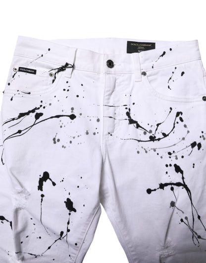 Dolce & Gabbana White ColorSplash Skinny Denim Jeans
