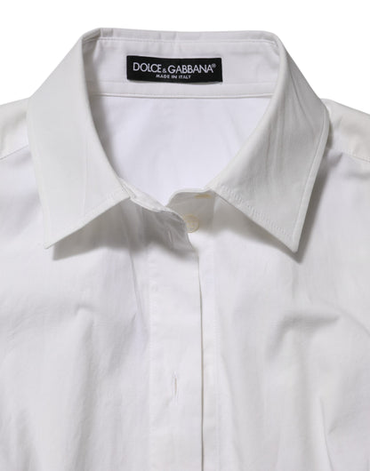 Dolce & Gabbana White Cotton Collared Long Sleeves Top Shirt