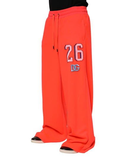 Dolce & Gabbana Orange Polyester Jogger Men Sweatpants Pants