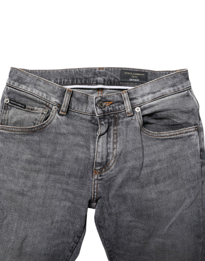 Dolce & Gabbana Gray Cotton Skinny Denim Trouser Jeans