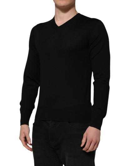 Dolce & Gabbana Dark Gray Embroidered Logo Pullover Sweater