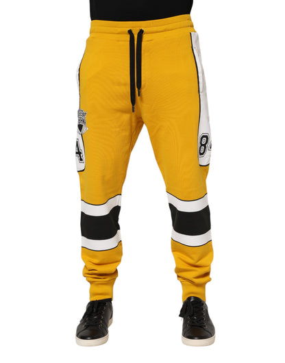 Dolce & Gabbana Yellow Cotton Printed Sweatpants Jogger Pants