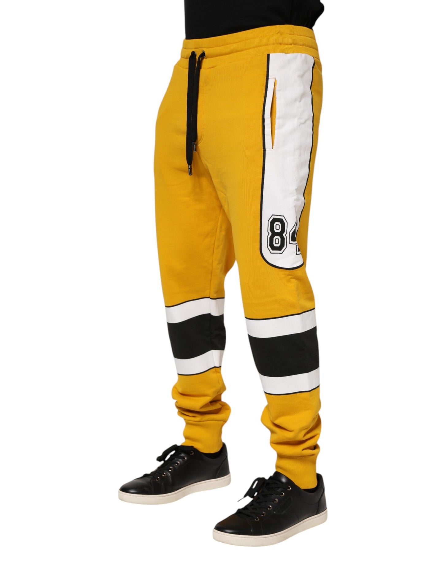 Dolce & Gabbana Yellow Cotton Printed Sweatpants Jogger Pants