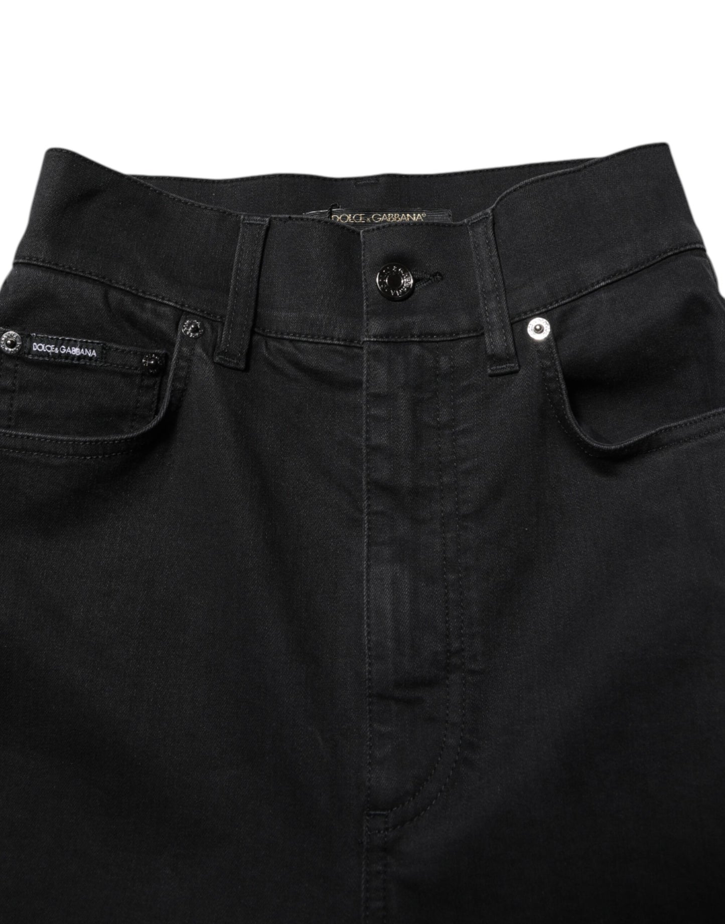 Dolce & Gabbana Black Cotton High Waist Skinny Denim Jeans