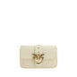 PINKO White Calf Leather Bos Taurus Shoulder Bag