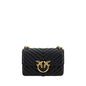 PINKO Black Calf Leather Bos Taurus Shoulder Bag