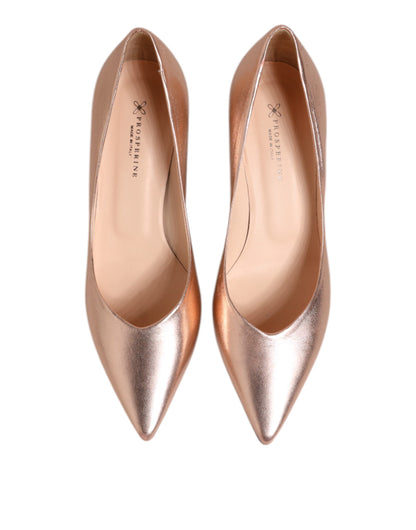 Prosperine Pink Leather Pumps Stiletto Heels Slip On Shoes