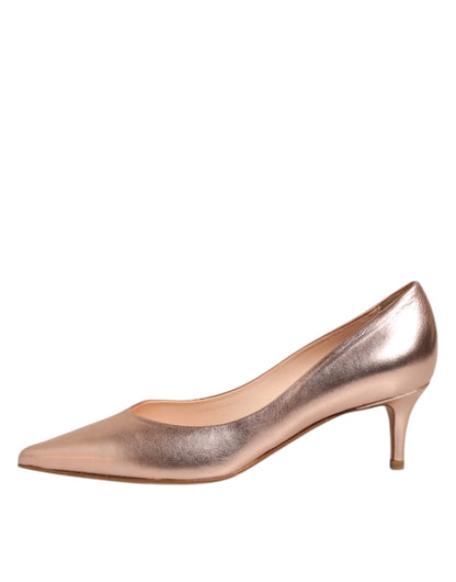Prosperine Pink Leather Pumps Stiletto Heels Slip On Shoes
