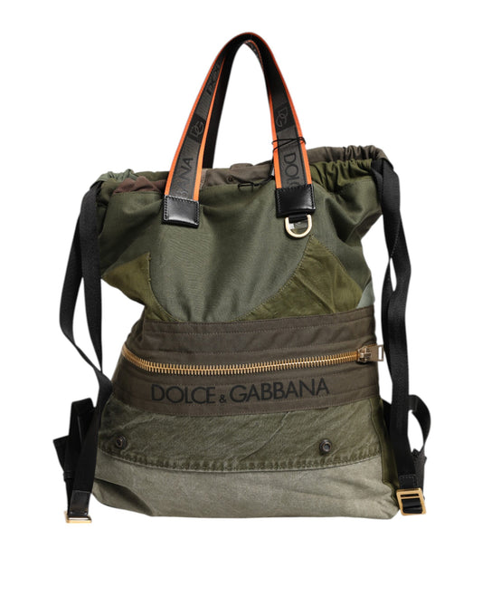 Military Green Patchwork Rucksack Backpack Bag