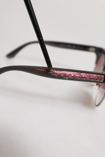 Dolce & Gabbana Black Pink Mirrored Cat Eye DG6109 Sequined Sunglasses