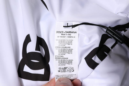 Dolce & Gabbana White Black DG Mania Polyester Puffer Jacket