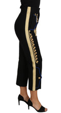 Dolce & Gabbana Military Embellished Pants Black Gold Dress Pant