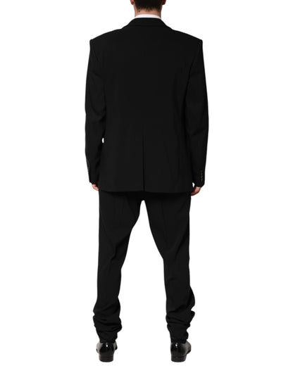 Dolce & Gabbana Black Cotton Single Breasted 2 Piece Suit