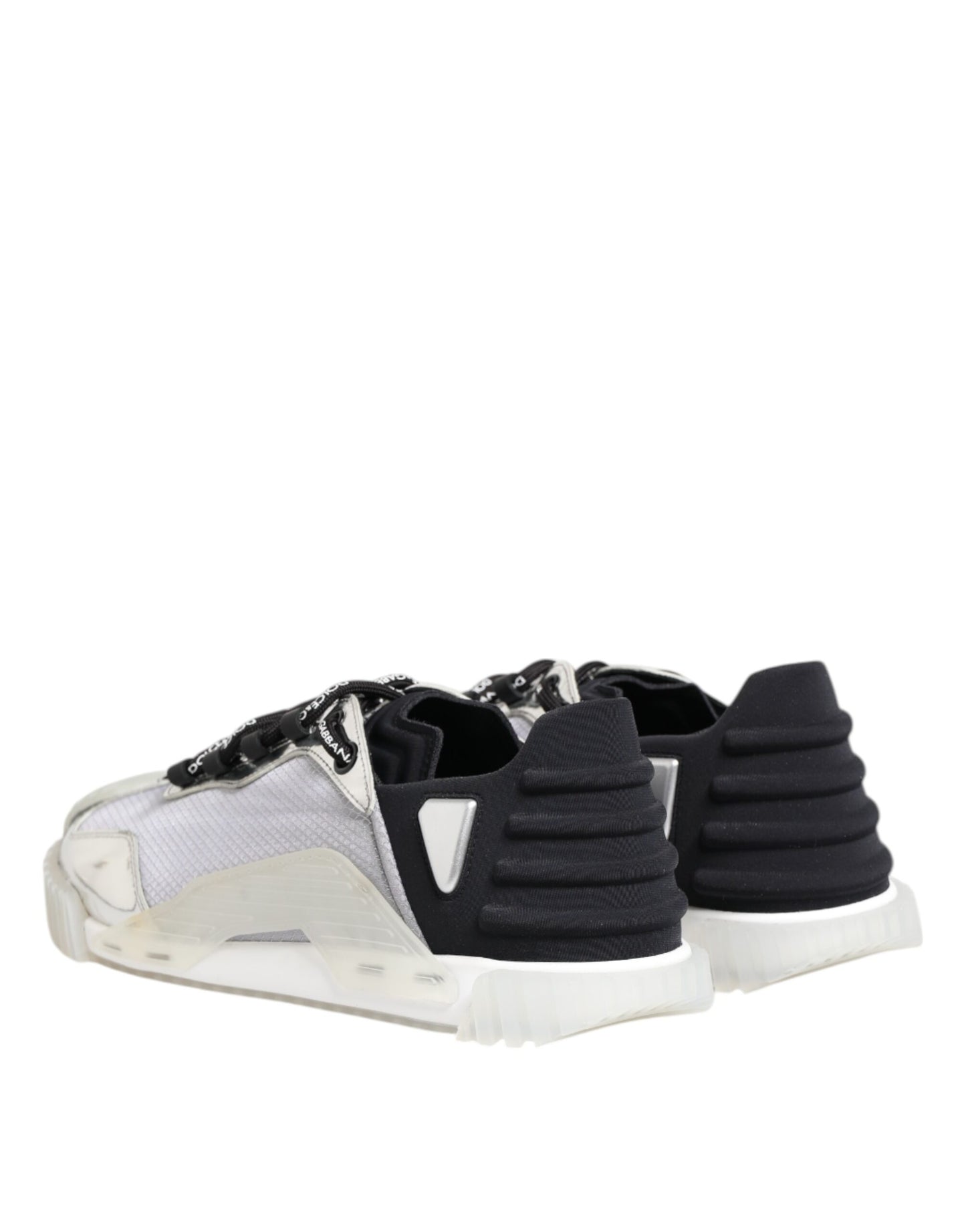 Dolce & Gabbana Silver Black Nylon NS1 Low Top Sneakers Shoes