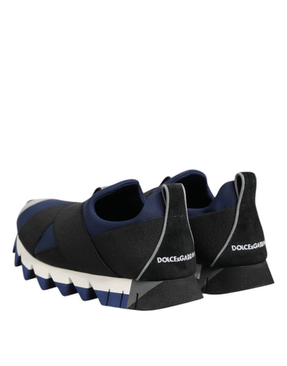 Dolce & Gabbana Blue Black Slip On Low Top Men Sneakers Shoes