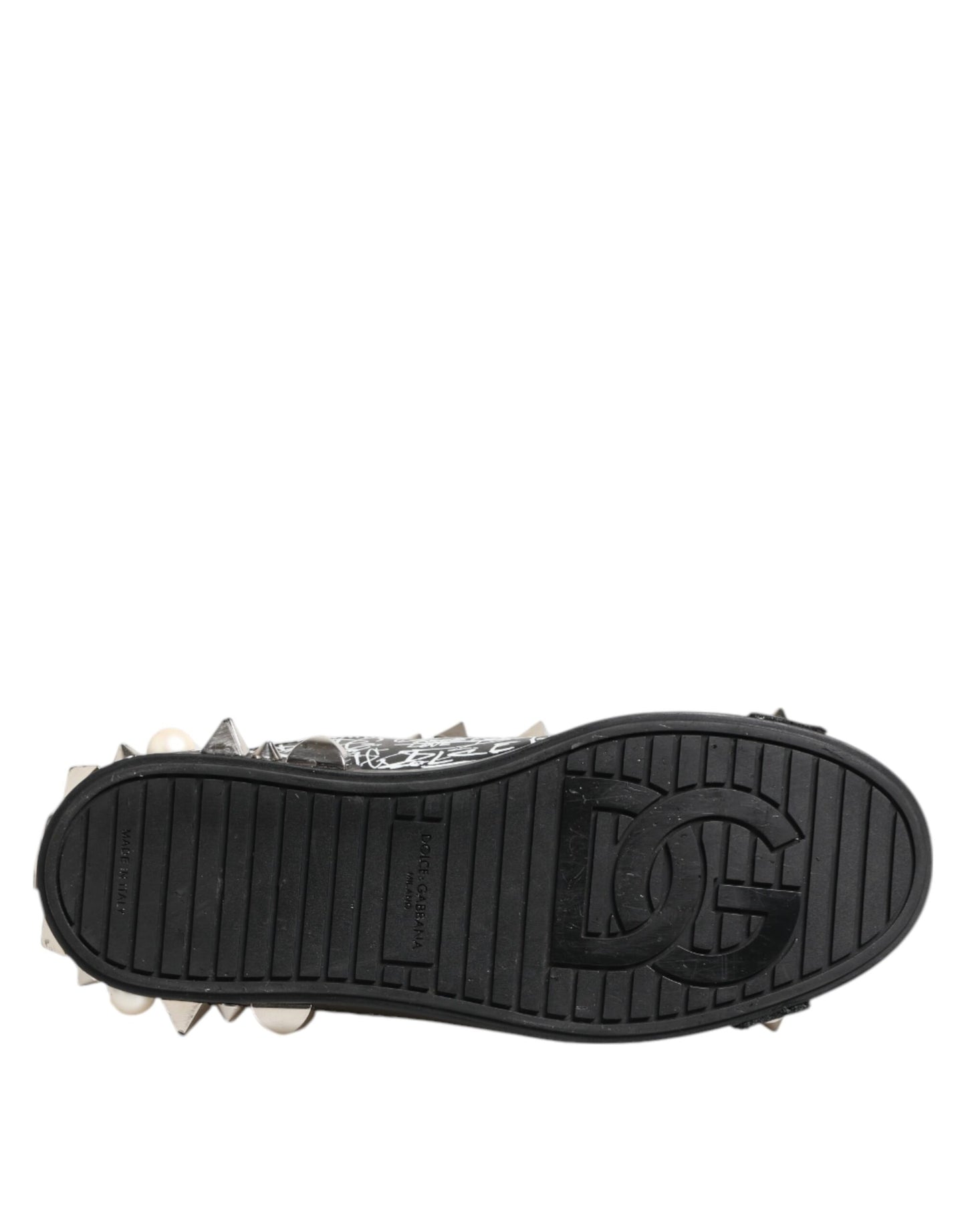 Dolce & Gabbana Black Portofino Stud Embellished Sneakers Shoes