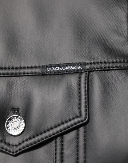 Dolce & Gabbana Black Polyester Button Down Biker Jacket