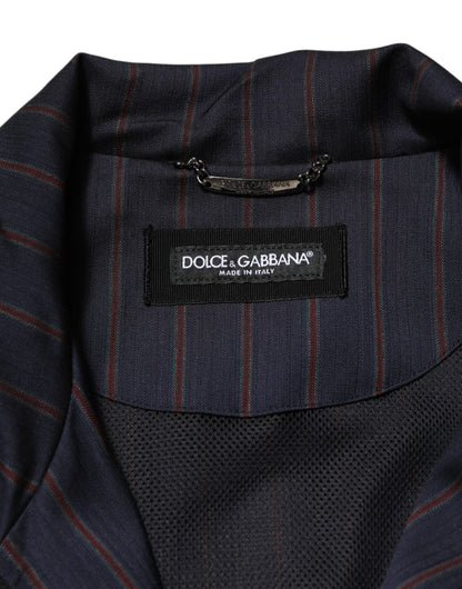 Blue Red Striped Logo Plaque Full Zip Jacket