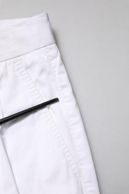 Dolce & Gabbana White Cotton Dress Slim Formal Trouser Pants