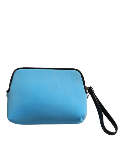 Dolce & Gabbana Blue Nylon DG Logo Print Clutch Zip Pouch Bag