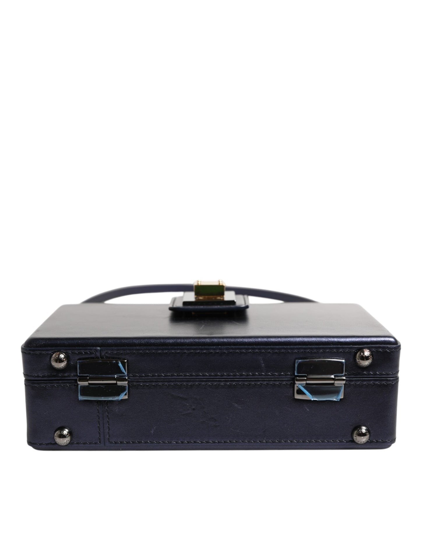 Blue DG BOX Lambskin Leather Crossbody Strap Bag