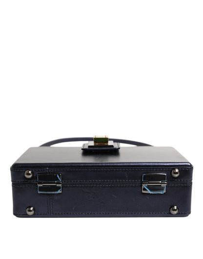 Blue DG BOX Lambskin Leather Crossbody Strap Bag