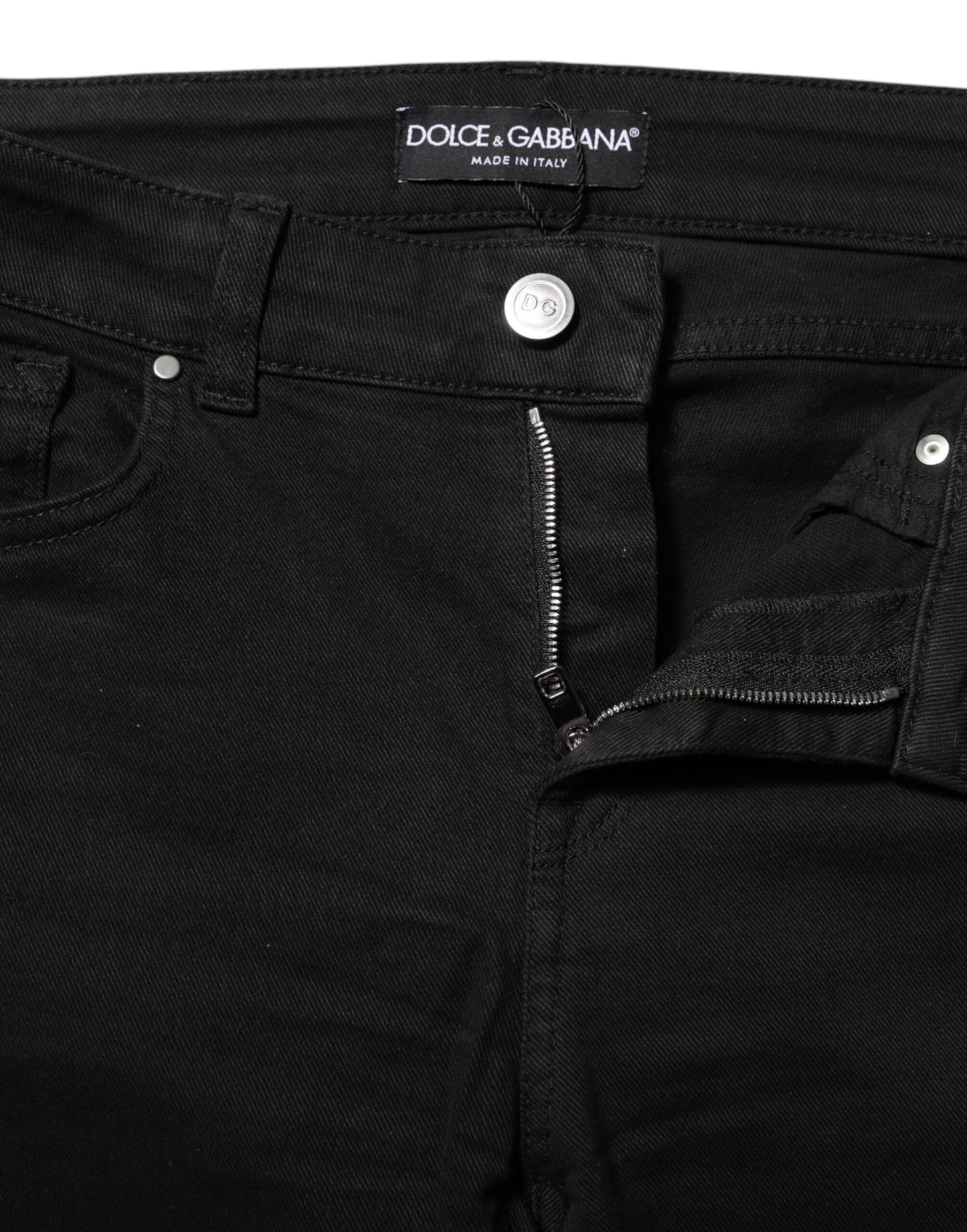 Dolce & Gabbana Black Cotton Skinny Mid Waist Denim Jeans
