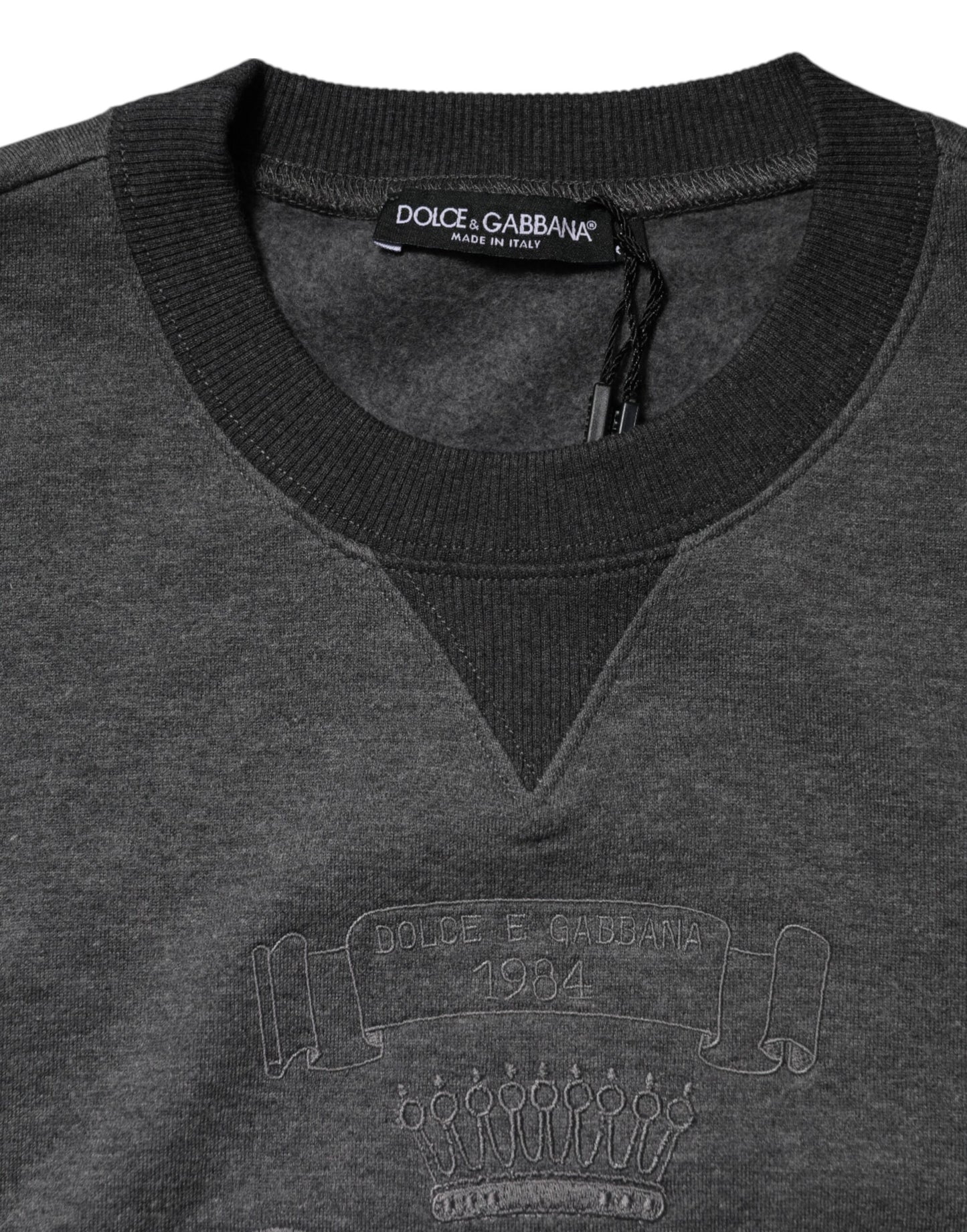 Dolce & Gabbana Gray DG Logo Embroidered Pullover Sweater