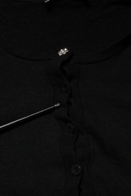 Dolce & Gabbana Black STAFF Round Neck Cardigan Sweater