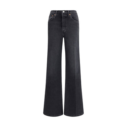 RE/DONE Black Cotton Flared Jeans