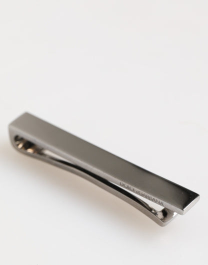 Dolce & Gabbana Silver Tone Brass Logo Branded Men Accessory Tie Clip Bar