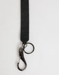 Dolce & Gabbana Black Yellow Polyester DG Logo Silver Keychain Keyring