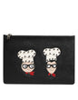 Dolce & Gabbana Black Leather #DGFAMILY Embellished Men Clutch Pouch Bag
