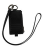 Dolce & Gabbana Black Leather Logo Embossed Lanyard Card Holder Wallet